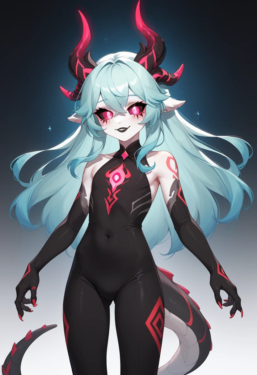 manyakis art style, a masterpiece cartoon of a girl posing, masterpiece, best quality, studio quality, full body, silver hair, heart pupils,