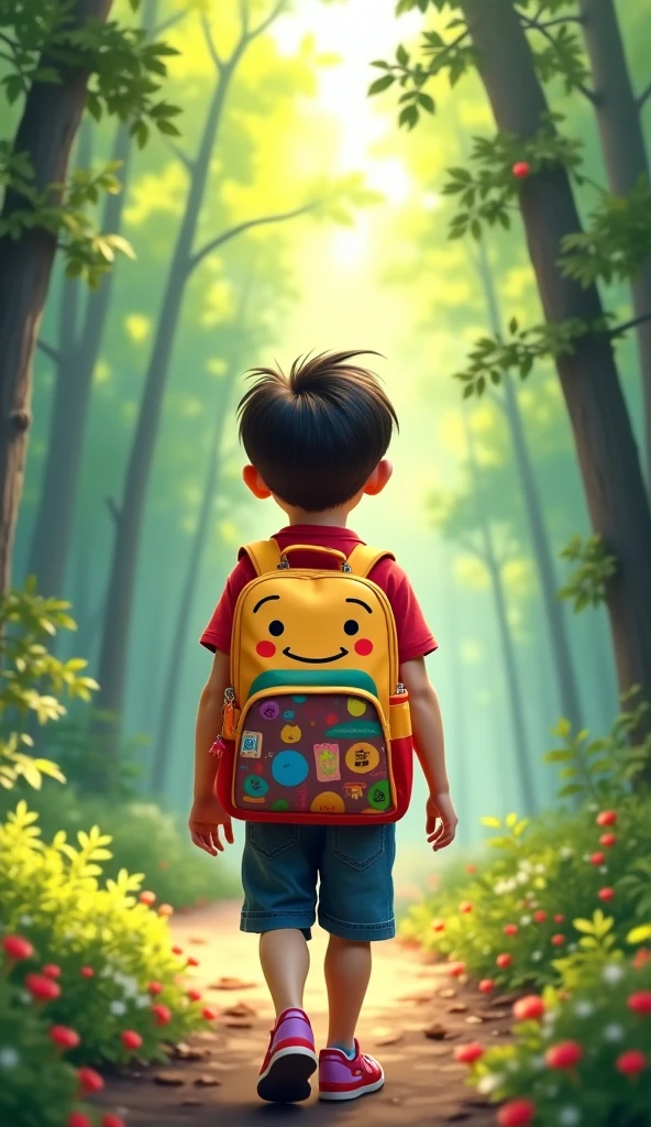 One boy have a school bag and seeing a post of jc classes jabalpur by ca yogesh Jaiswal