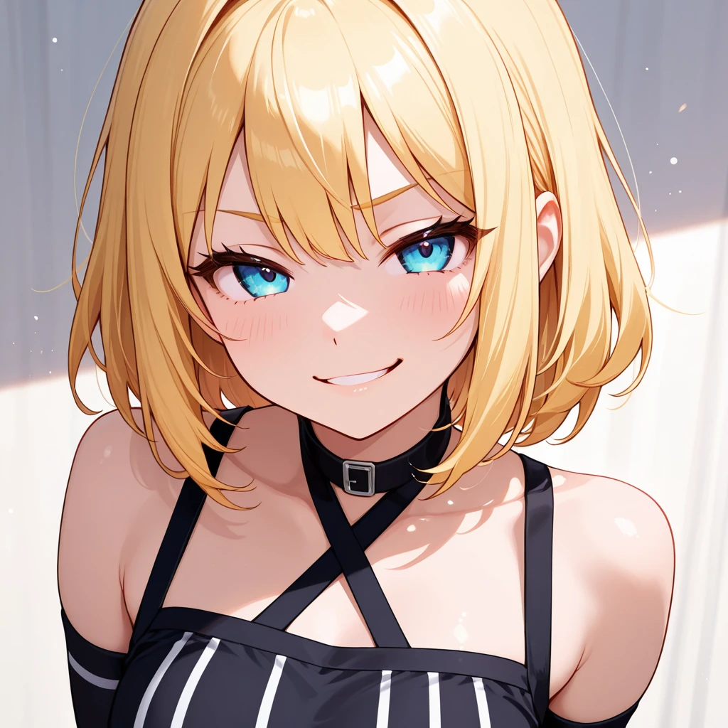 20-year-old female、cute、Bob hairstyle、Surprised face、Blonde、Bob hairstyleカット、Wearing a black frilly bikini、Thin black jacket、smile、fun、Waving、See you、No background、Background white