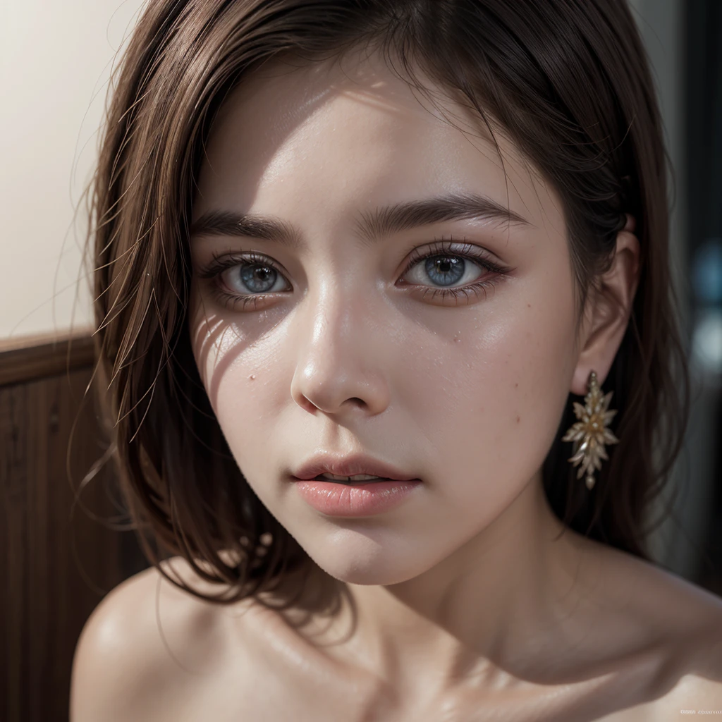 (8k、Fotos RAW、qualidade superior、obra prima:1.2)、(realisitic、Fotorrealista:1.37)、1girl em、Japoneses、25 anos、Females、sala de exames、High key lighting、studio lighting、luzes faciais、photon maping、City Radio、(nu completo)、Cabelos castanhos escuros、Rosto detalhado、Detailed lips、Olhos Detalhados、mais pele、(Enorme teto:1.3)、(Avental Branco do Doutor)、(usando jaleco)、(((no-bra)))、(((Sem calcinha)))、clivagem exposta、ombro exposto、Thigh exposure、(Cammel toe)、(Pelos pubianos escuros:1.5)、corpo perfeito、pele brilhante、((na cama))、((half-sitting))、(abre as pernas:1.5)、Cowboy baleado、make eye contact with camera