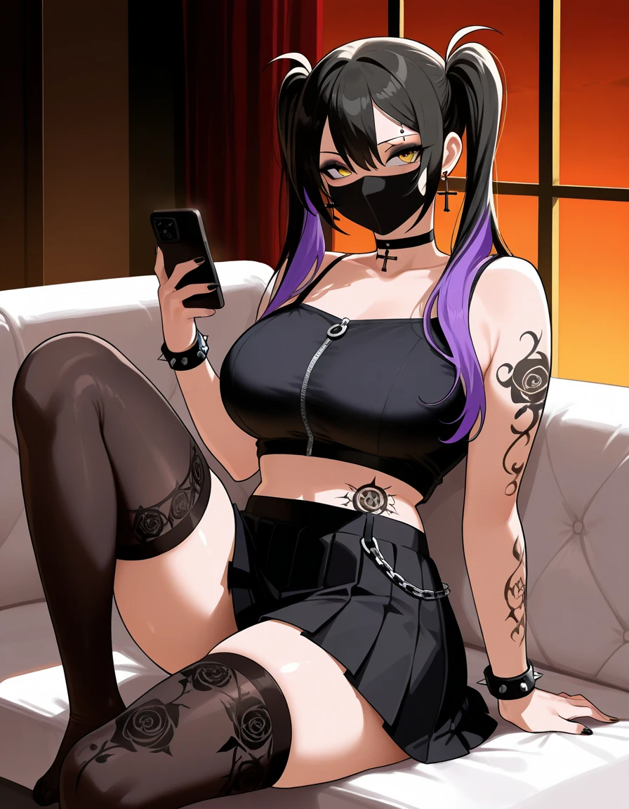 Vulgar girl, gothic otome anime girl, gothic - cyberpunk, cyberpunk horror style, gothic art style, detailed digital anime art, gothic art, devil anime girl, gothic girl face, anime style 4k, Dark art style, anime cyberpunk art, gothic aesthetics,  17 year old anime goth girl, gothic horror vibes