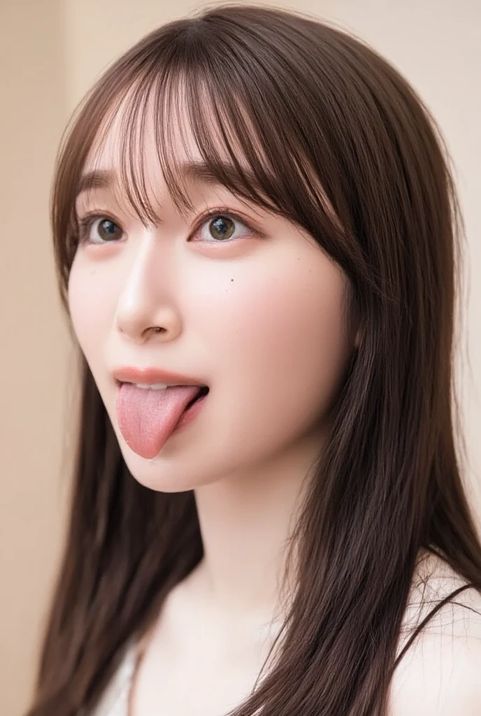 (8K, RAW photo, highest quality, masterpiece: 1.2), Super detailed, super resolution, (genuine, genuine photos: 1.37), portrait, High-definition RAW color photo, professional photos, 非常に詳細で美New, very detailed, 8K wallpapers, amazing details, huge file size, official art, very detailed CG Unity 8K wallpapers, very detailed beautiful girls, very detailed facesHighly detailed eyes, very fine skin, very fine fingers, very small nose, very detailed detailed mouth, perfect anatomy, detailed background, fine clothes, one girl, 20th generation, cute girl, genuineistic body, white skin, glowing skin, handsome body, black hair, cute, like々New, cute face, genuineistic face, delicate eyes, Eyes of Thale The gaze of the old Horiwa camera, ((facing the front:1.331)). put your hands behind your head, hair pulling pose, very detailed white skin), excited face, ((japanese school uniform)),Open your mouth wide and stick your tongue out、See here:1.3.smile、put a pillow under your head