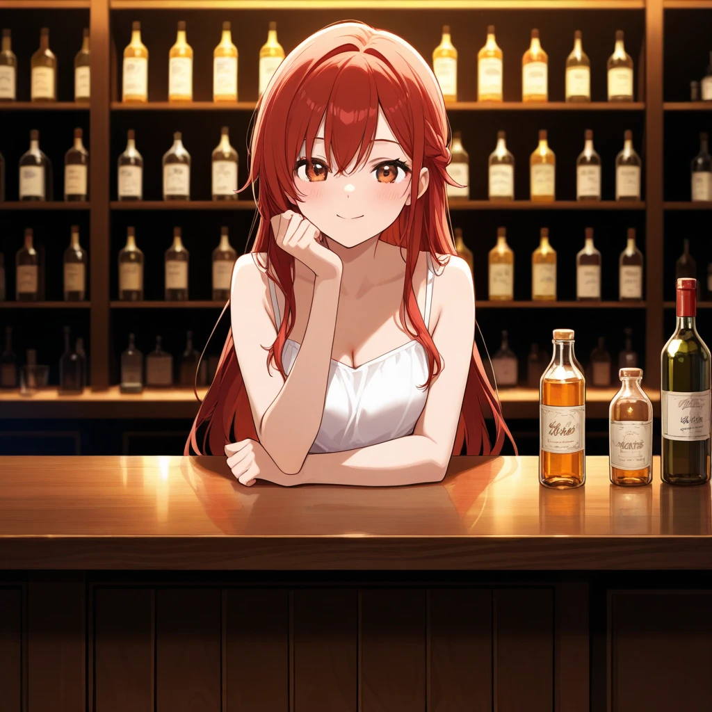 bar counter with lots of bottles background