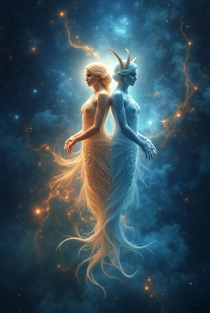 (maximum quality, exquisite design, better lighting, better shading), statue of 2 mermaids in the form of Yin Yang, inside a crystal ball, under the moon and the sun, detailed and realistic details, intricate, carved in multicolored marble, shining with moonlight and sunlight, a perfect balance between light and dark, mystical and serene.