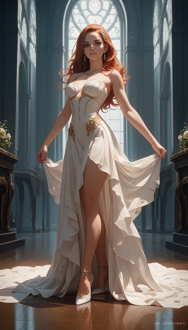 uploaded on e621, by Bayard Wu, by Thomas Benjamin Kennington, by Einshelm, solo anthro, ((Portrait)), ((Wear a wedding lace dress)), Bride, wedding, (white lingerie), (stylish stockings, white transparent stockings), (detailed Bonifasko lighting), (Detailed fur), (detailed skin), (Cinematic lighting), ((Detailed background, cozy church)), (half body shadow), [ambient light on the belly], [explict content], [sharp-focus], (shaded), ((Masterpiece), blue eyes, (long curly hair:1.4), (Orange hair), Average Breasts, pectoral muscles, Fluffy pony, MLP, My Little Pony, (Pear Butter), beige skin, happy, elegant pony, (fluffy fur:1.4), fluffy tights, fluffy chest, furry fantasy art, anthro art, commission for high res, Furry art, pov furry art, Sakimichan is beautiful, Masterpiece, Best Quality, Detailed image, Bright colors, Detailed Face, perfect lighting, Perfect shadows, Perfect eyes, focus on girl, flawless face, gorgeous body, Hourglass body, shiny body, feet focus (hooves in stockings), Fluffy, fluffy girl, Body fur, Animal nose, pony muzzle, Playful look, half closed eyes, 1girl, full body, Detailed fur, Balanced coloring, ((Long curly mane, curly pony tail)), Furry, anthro, (attractive body:1.5), looking at viewer, seductive gaze, seductive posing, perfect legs