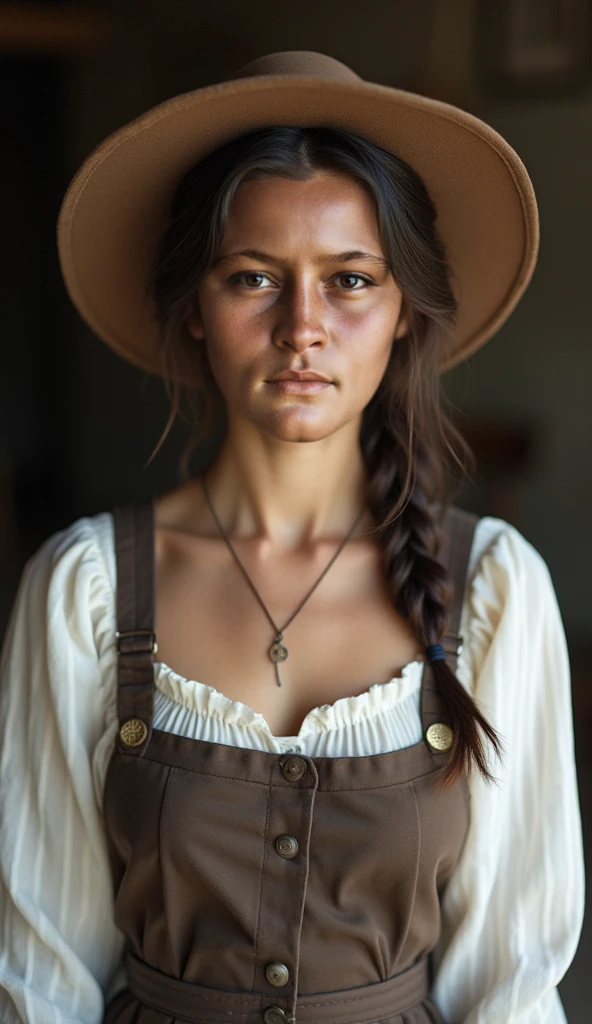 Highest quality realistic photos, Skin Texture, Hair texture, A slave girl forced to work in shabby clothes, farm, Beautiful Face, Dirty body and clothes