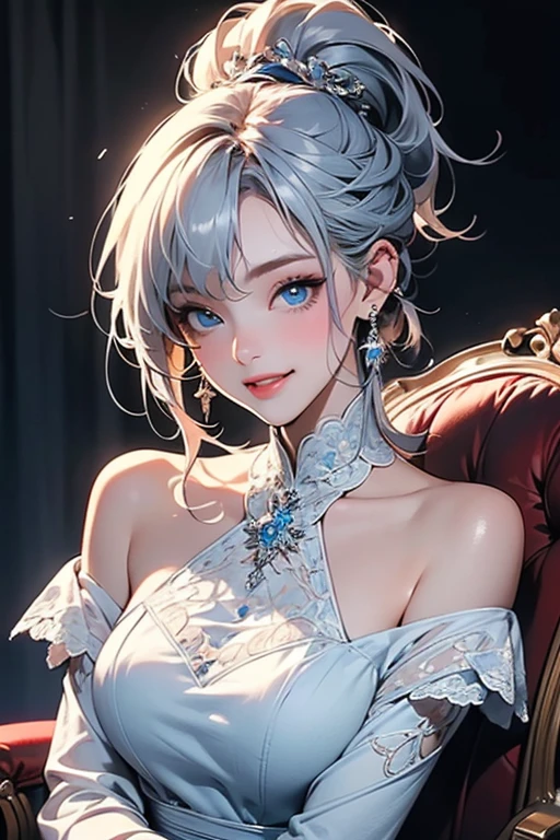 (masterpiece:1.3), (8k, Realistic, RAW Photos, Best image quality: 1.4), Fair-skinned fairy woman、short hair、Cleavage:2.0、Highly detailed face、Attention to detail、double eyelid、Sharp focus:1.2、Beautiful woman:1.4、Silvery white hair、highest quality、masterpiece、Ultra-high resolution、(Realistic:1.4)、Highly detailed and professionally lit smiles、Loose, Light,Japanese high 、 one person、whole body, I eat breakfast