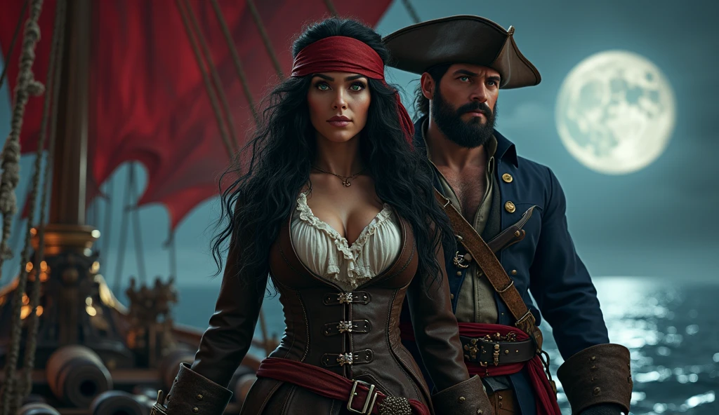 A female pirate with a male pirate on a combative ship with pistols and a saber and a basket with honey tonka beans
And a text written at the top of the image
ARRANGED RUM and text written at the bottom of the image
THIS IS NOT FOR ANGELS!