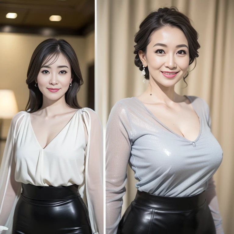 (Super sexy Korean aunt walking with her bodyguards:1.2)(grin,Smile)(Beautiful Sweat:1.1)(16K, RAW Photos, Highest quality, masterpiece: 1.2),(Beautiful curly black hair:1.2) Super detailed, Super Resolution, (Genuine, Genuine photos: 1.37), Portraiture, High-resolution RAW color photos, Professional photos, Very detailed, 8k wallpaper, Very detailed CG Unity 8k wallpaper, Very detailed beautiful girls, Very detailed faces, ((whole body)), beautiful woman, Huge breasts,(huge boobs:1.1) (Big Boobs:1.1), Beautiful Wife (High-end short-sleeved black tailored jacket),, (Actress-level beauty)(Beautiful aunt:1.1)(office)(41-year-old female president:1.2)(See-through bra:1.1)(40years old)