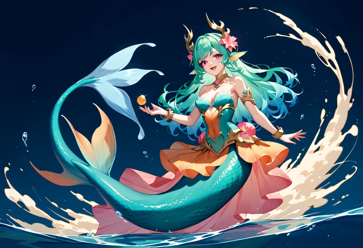 (masterpiece:1.5), (bestquality), highlydetailed, ultra-detailed, 2girls, {aquahair:bluehair:0.7}, bow, bubble, closedeyes, crescent, fish, {longhair:0.5}, mermaid, monstergirl, moon, multigirls, {pinkhair:purplehair:0.5}, scales, shell, smile, traditionalmedia, {verylonghair:0.5}