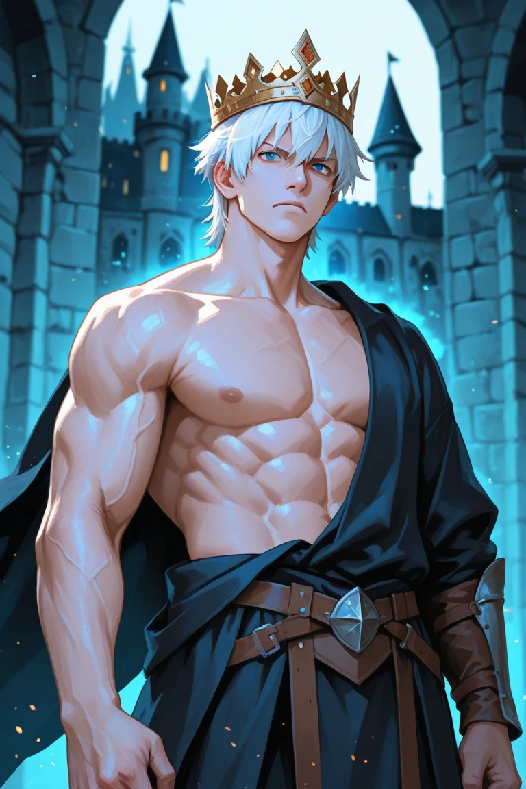 Cyberpunk male,fansty world,background inside dark,Clean design,Epic Instagram,artstation,Colorful paint splashes,contours,Hyper-detailed intricate details,unreal-engine,fanciful,Complicated details,splash image,complementary colours,fantasy concept art,8K分辨率,A masterpiece of deviantart,oil painted,Heavy strokes,paint drips,(Isolate on a white background:1.3),Rainbow skins,(((A handsome young))), ((teenage:1.5)), (glow blue eyes), ((Eyes have light)),((((Short gray hair:1.1))), ((black-clad)), (prinz\\(Indifferent expression\\),, (((Wearing a luxurious black robe with high details))), A head of white hair,(chest muscle) ,Bare --v 6