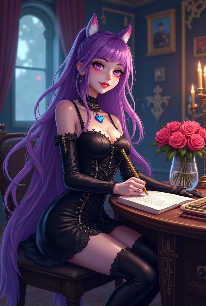 meilleure qualité, une femme, fume une cigarette, religieuse, evil religieuse, voilé, yeux rouge, face à moi, sexy, vulgaire, thème rose et violet