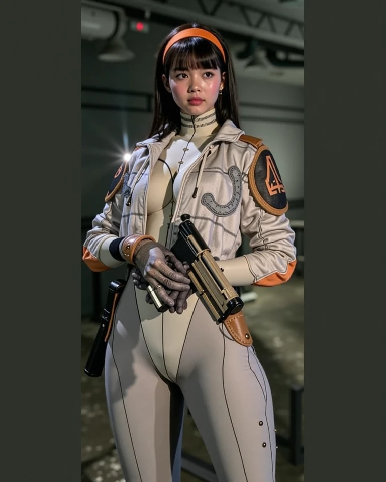 (((obra-prima da mais alta qualidade Fate kaleid liner Prisma Illya ))),(((traje de piloto apertado))),1 mulher,(Piloto feminino veterano),dignified expression,(((hunting hangar))),