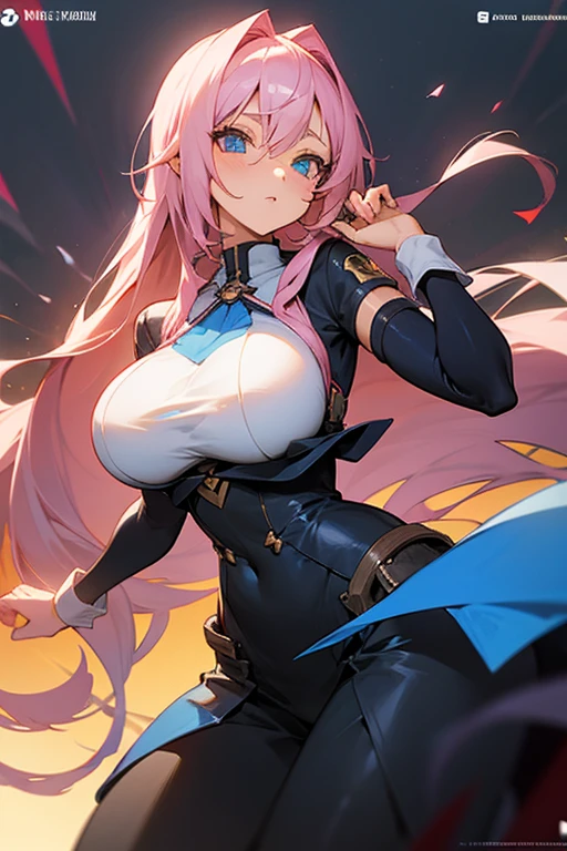((best quality)), ((masterpiece)), (detailed), perfect face, sexy, pink hair, sexy pose, long hair, skinny, blue eyes, genshin impact, pony tail, fighting