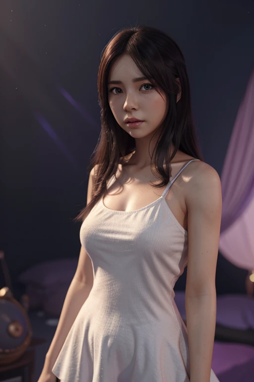 Transparent Pajama Beauty, Epic Rendering, Octane, Atmosphere, Particles, Soft Volume Lamp, (Backlight: 1.3), (Movie: 1.3), Intricate Details, (Art Station: 1.3)