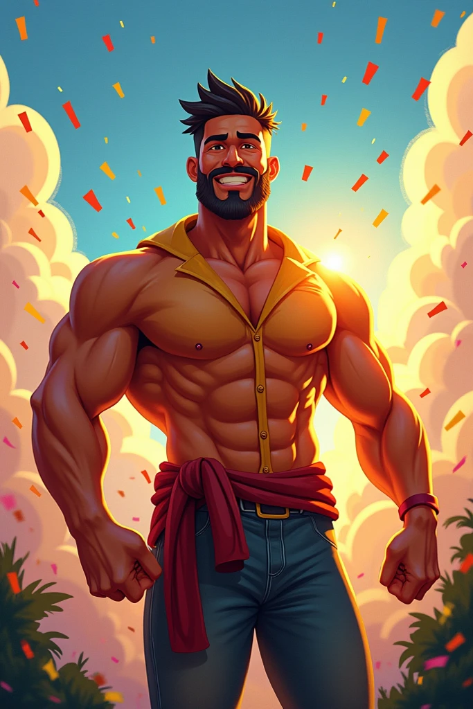 8k portrait of Monkey D. Luffy bodybuilder, intricate,wearing a straw hat, smiling, elegant, highly detailed,full body, majestic, digital photography, art by artgerm and ruan jia and greg rutkowski, black hair, black eyes, (detailed eyes) broken glass (masterpiece, side lighting, beautiful finely detailed eyes: 1.2), hdr,