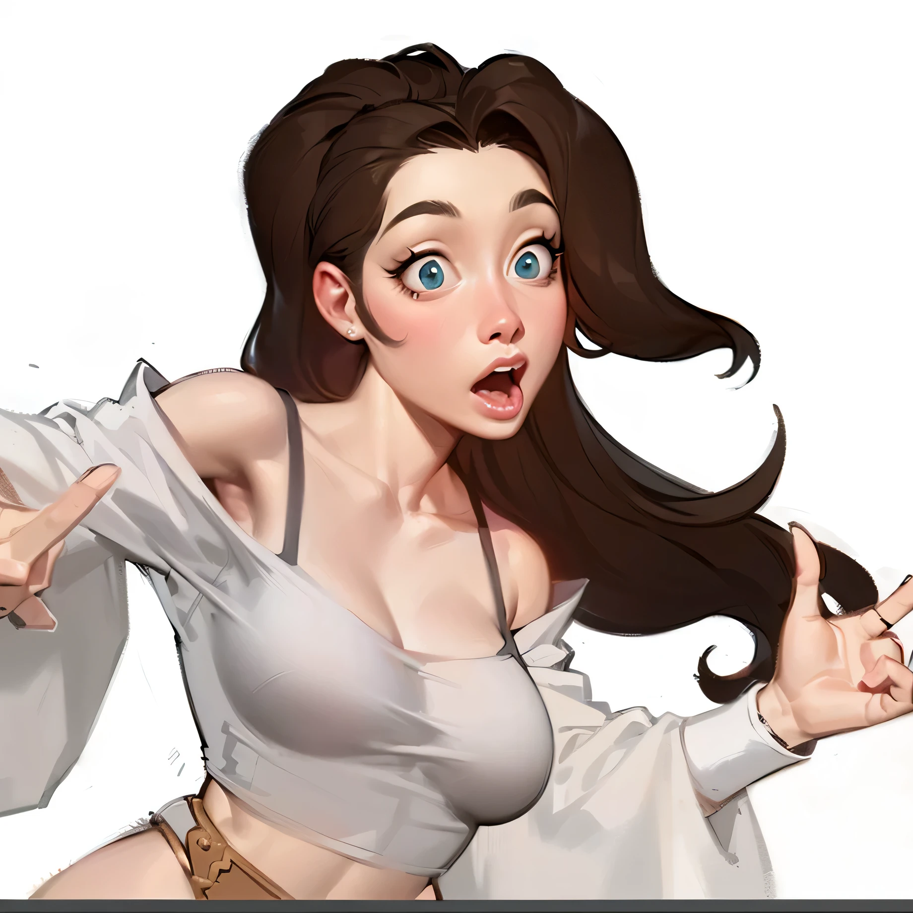 GTA character style illustration and Completely naked breasts showing a little fear Breast size Cartoon name: Isabella Cruz white background medium breasts freckled face Hermione Granger actress strong contours Physical description - long straight hair, tingidos de um marrom vibrante que contrasta com  pele clara. - You reflect a mix of curiosity and determination. - Ela tem uma estatura alta, with a slender and agile figure, evidenciando sua agilidade e destreza. -fundo colorido Design de personagens de retrato, beautiful digital illustration, retrato de alta qualidade, Arte em quadrinhos, Corpo inteiro sensualizando ou pelada. folha de retorno. member expression love wearing sadomasochistic clothes Character pose random scenery Style Yvonne Strahovski Cartoon style digital illustration colorful background diverse attractive woman sesy medium breasts beautiful witch clothes in symmetrical,  beautiful breasts in Cartoon style beautiful and dynamic snow white digital illustration along with cinderella with body in symmetry a beast with beautiful breasts, corpo bem definido Personagem mulher bruxa Jennifer Connelly com marcas de guerras Imagem de desenho animado de uma mulher . GTA n style illustration, estilo de arte dos desenhos Personagem mulher estilo atompunk Fiona rainha Anna de Arendelle com marcas de guerras Imagem de desenho animado de uma mulher .Ilustra??o estilo desenho animado, estilo de arte dos desenhos animados, estilo de arte dos desenhos animados, digital illustration style, estilo atompunk design de personagens altamente detalhado, arte digital detalhada coragem, Forest fan art, Design de personagens de retrato, beautiful digital illustration, retrato de alta qualidade, Arte em quadrinhos, mulher jovem cabelo com transas lindas . Queen Anna of ArendelleBeautiful lined eyes Medium large bust and sex clothes 35 year old woman, cabelo loiro bem comp