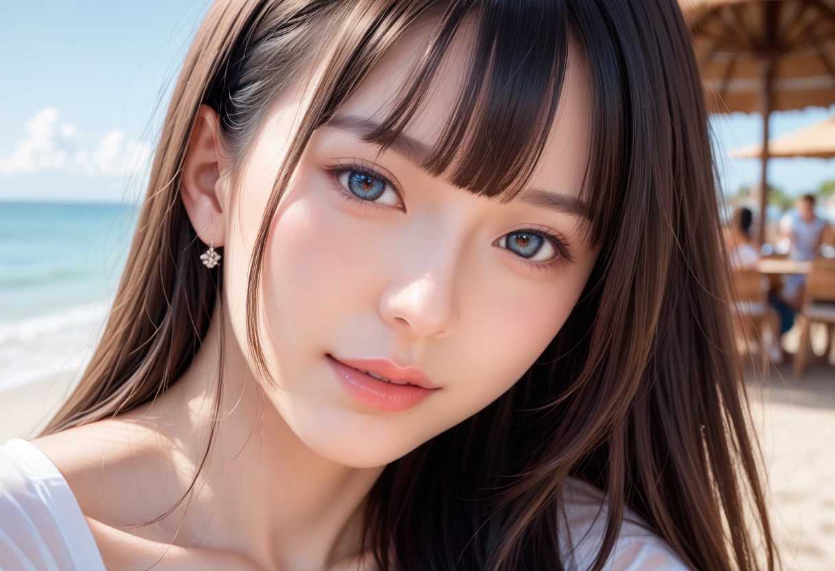 (((32ｋ,high details,high detail、masterpiece,attention to detail,alone))),Raw photo & realistic atmosphere,beautiful dark blue eyes,detailed mouth,glossy lips,thin eyebrows,fine eyes、Soft white skin that shines in every detail、sheの深い黒い目はとても美しいです,lip details、very beautiful face,very well-shaped face、lifelike face,shining beautiful lips,beautiful eyebrows,infinite reality, Realistic young gravure idol,she&#39;she&#39;she&#39;she&#39;she&#39;she&#39;very cute woman , young gravure idol, young gravure idol, Very beautiful and cute 22 years old beautiful girl,incredibly beautiful and classy，22 years old beautiful girl,natural soft light,（shiny hair,,Beautiful and kind eyes：1.5）,gentle smile,well-shaped chest,medium long hair,tie hair,beautiful posture,no makeup,think ahead,Completely naked,bust top
