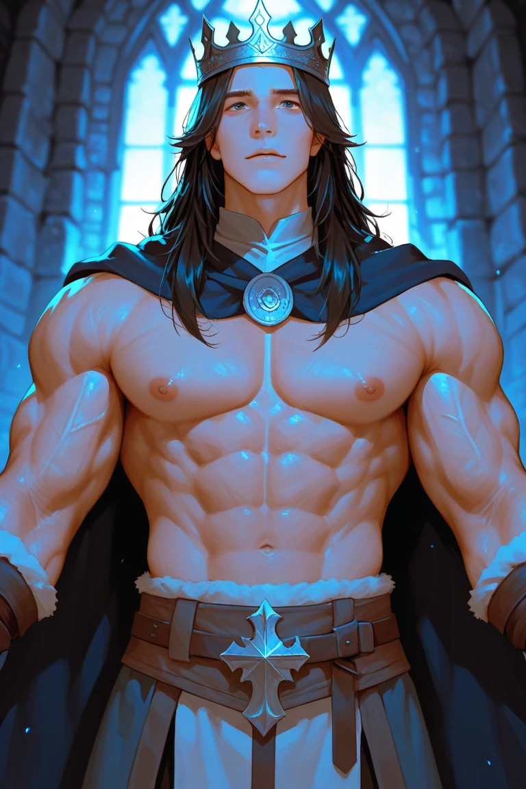 Poseidon Knife,a Greek god with dark hair and beard and some gray hairs,He has a tridnet in his hands,high evening,stark,full of thick and huge muscles,male from male,with only a loincloth covering their genitals and wearing ancient Greco-Roman robes, he will be harassing Demeter,A GREEK GODDESS, with blond hair,beautiful face and body and green Greco Roman costumes that leave her body semi naked,Posseidon would be trying to grab Denter and she would be trying to escape from Posseidon, the two of them are in a forest with Greco Roman architecture 