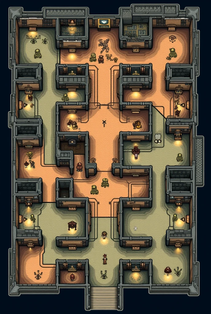 Make me a map of a museum showing the layout of this museum with different rooms containing famous unsolved cases
