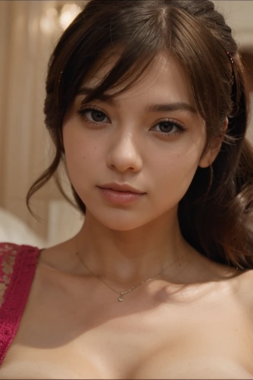 (masterpiece), (best quality), (realistic), handcuffs, BDSM, slave, rubber, red corset, red collar, clear focus: 1.2, beautiful woman with perfect figure: 1.4, perfect proportions, overflowing breasts, tightly squeezed waist, well-proportioned beautiful hips, very detailed face and skin texture, detailed eyes, double eyelids, long hair, best quality, masterpiece, ultra high res, (photorealistic:1.4), RAW photo, red lips, red high heels, long and neat face,
