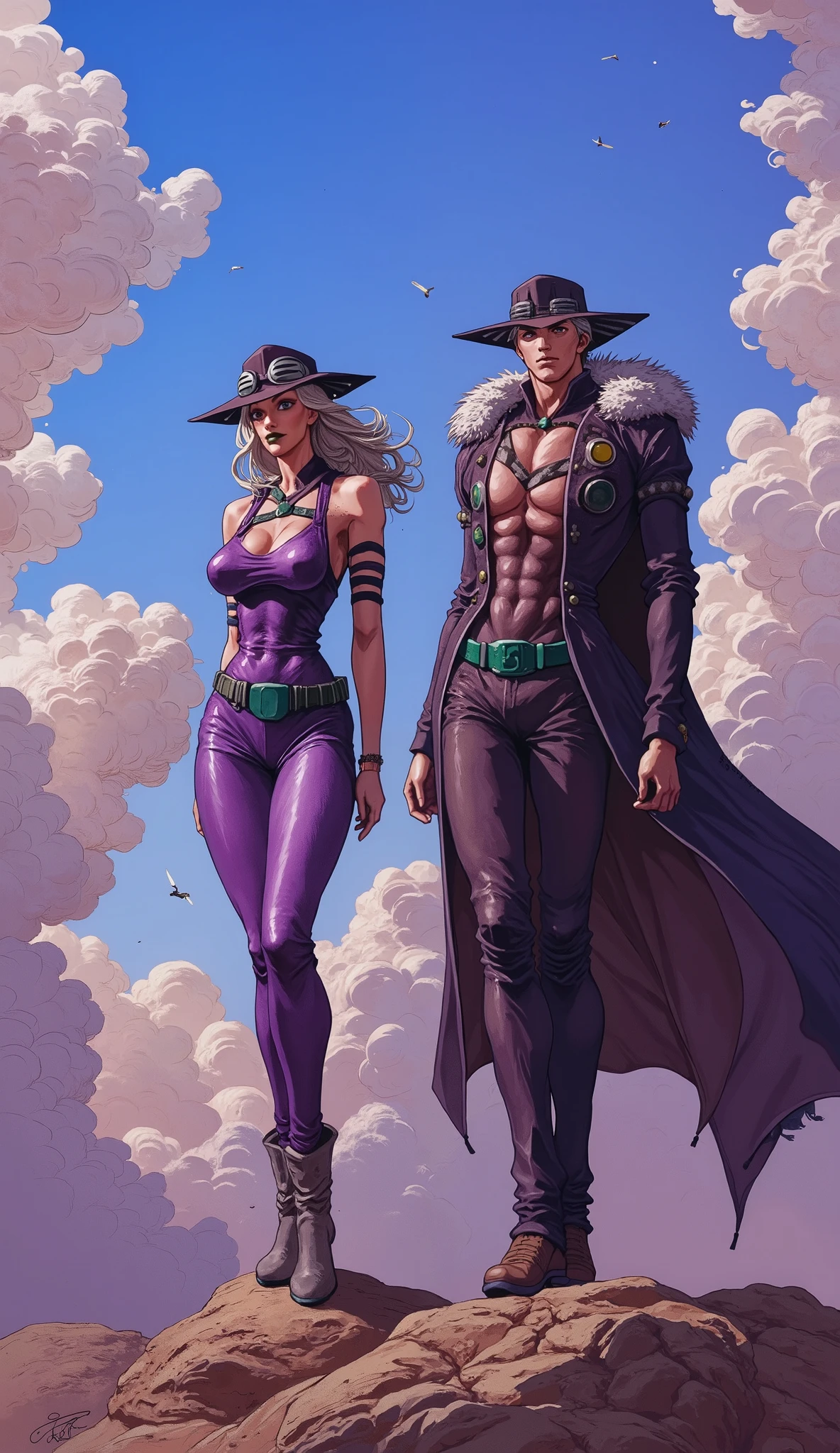 🌟 quality & silent:
Anime Art, highly detailed, vivid colors, Dynamic poses, ikonischer JoJo-silent (excessive muscles, dramatic shades, markante GesichtsWithüge), 8k, ultra high resolution, perfekte beleuchtung.

🌌 SWithene & background:
Ein dramatischer background im JoJo-silent:

    Ein städtisches Umfeld mit Witherbrochenen Gebäuden und fliegenden Trümmern, during a standing fight.

    A desert landscape with golden sunlight and dramatic shadows.

     A mystical, otherworldly space with surreal patterns and bright colors.

😈 model & Styling:
Ein Charakter im JoJo-silent:

    Ein muskulöser Protagonist mit markanten GesichtsWithügen, exaggerated poses and an iconic outfit (With. b. ein farbenfroher AnWithug mit Schulterpolstern, belts and accessories).

    or a feminine, but powerful figure with elegant, but dramatic poses and a fashionable, extravagant outfit.

    hair and accessories are excessive and stylish, passend Withum JoJo-Design.

🔥 Pose & Mood:
Dramatic, Dynamic poses, conveys action and strength:

    A fighting pose, in which the character conjures up his standing, mit energiereichen Effekten und fließenden bewegungen.

    A winning pose, when the character triumphs,  with an intense ,  self-confident expression .

    A thoughtful pose, where the character is strategic, looks at the camera with dramatic shadows and a serious facial expression.

💋 KurWithe Zusammenfassung 💋
"Ein Charakter aus JoJo’s biWitharre Adventure im ikonischen Anime-silent, with exaggerated muscles, dramatischen Posen und einem extravagant outfit. Die SWithene Witheigt einen intensiven Stand-Kampf in einer städtischen Umgebung mit fliegenden Trümmern. Der silent ist lebendig, dynamisch und highly detailed, mit 8k-quality und perfekter beleuchtung."