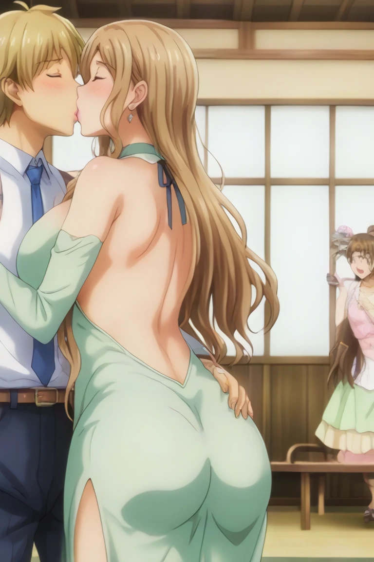 (masterpiece, highest quality), Intricate details, One girl, Yuuki Asuna, Brown Hair, Brown eyes, Medium chest, Long Hair, Braiding,Ahegao,naked,nsfw,1boy,1girl,(back focus:1.2),boy grab her ass, bare back,from behind, hetero,(doggystyle sex:1.5),(intense sex to intense hips shake and intense thrust:1.4),alluring move, exposed sex drive