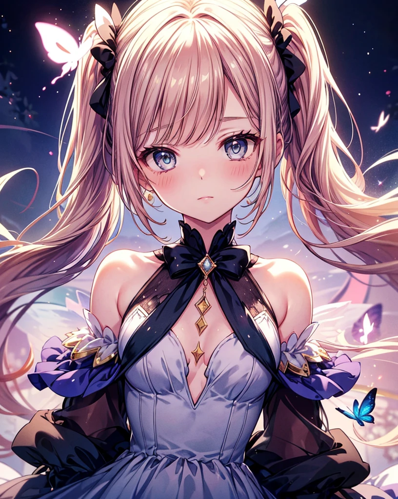 tiny girl,Colossal tits,ridicule,a blond,magical girl costume,hair adornments,Heterochromia,Top image quality,Best Quality