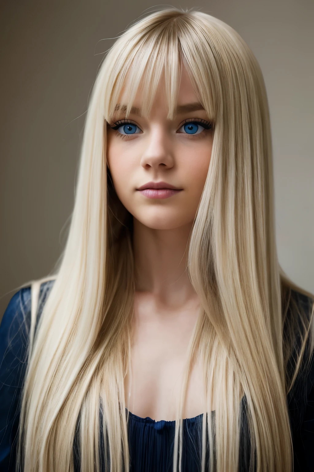  A girl, Long hair, Rice, Blue eyes, Blonde hair, fringe, big 