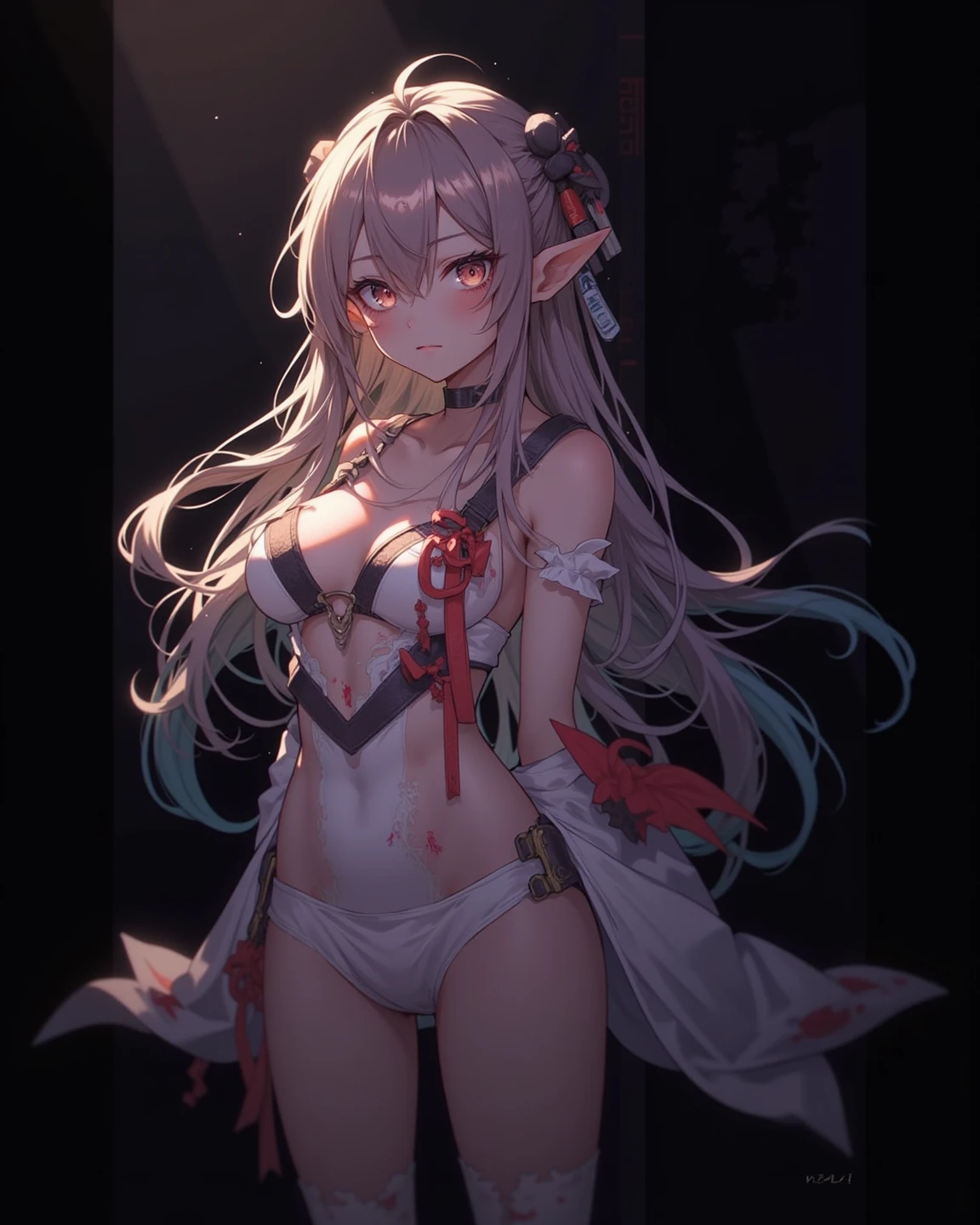 small breasts,bare breasts,uterus,nsfw、vaginal,woman on top,fishnet thighhighs,sweat,cum in pussy,low twintails,seductive smile