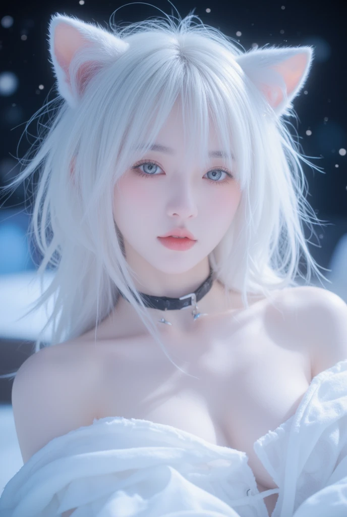 Cute sexy girl, White hair, Bunny Girl,,Clean background,Surreal, Detailed lighting, Japanese Animation