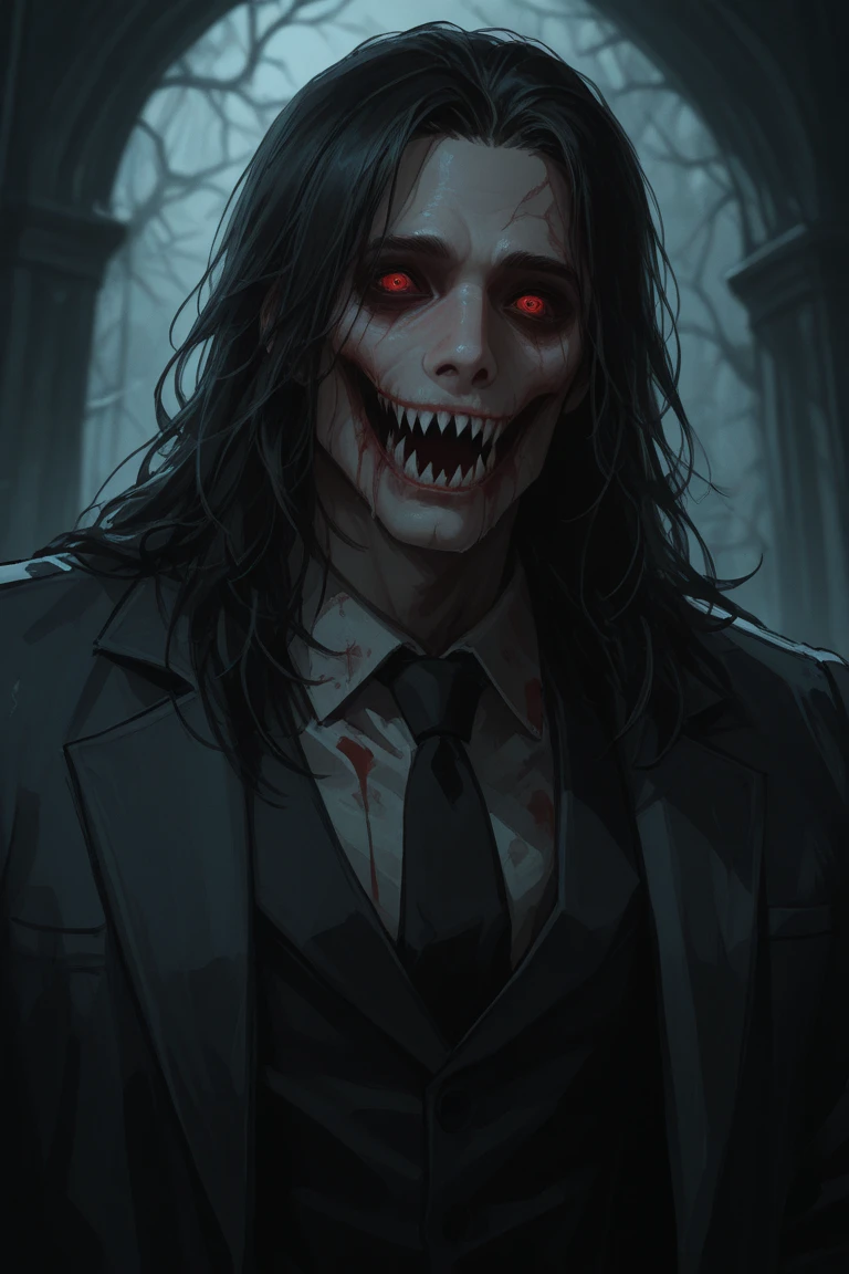Scary monster like HP Lovecraft stories smile mischievously