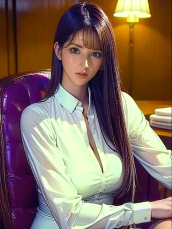 (2 girls), beautiful, amazing face and eyes, long red hair,cosmetic, (Extremely detailed beautiful face), (The sexiest look), (beautiful big breasts:1.1), (best quality:1.4), (Super detailed), (Extremely detailed CG unified 8K wallpaper), Very detailed, original photo, Professional photography, ((business suit)), (tight skirt), (open collar business shirt),in office,Large depth of field、