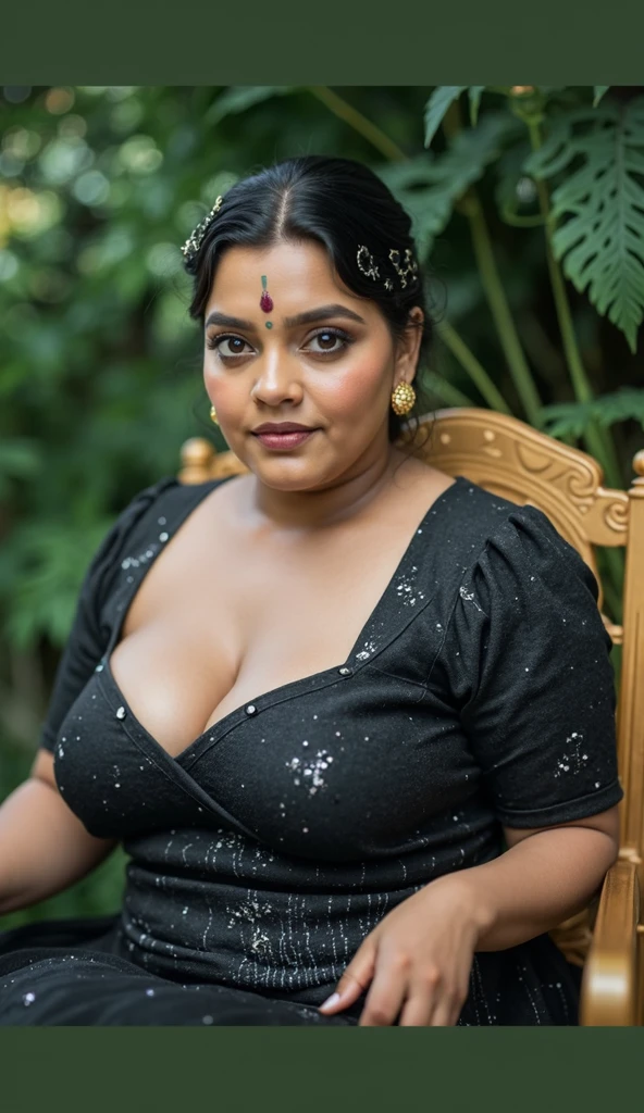 (((photo of a ancient kerala hindu devi))), (((black royal lady))) ,(((eyes))) ((((legs wide open)))), ((((sat on golden haven chair))), (((Half Body))), (((very dark skin))), (((age 35+))), (((((very dark nipple and areola))))), (((plus size chubby tall))), (((huge busty milky wet big massive boobs))), (((nude thick thigh))), (((ancient black mini skirt))), ((black skin dark body)), (((white mini skirt))), (((depth of field))), ((( spooky))),(((divine))), photorealistic,photo, realism, Getty Images, RAW candid cinema, 16mm, colour graded portra 400 film, remarkable colour, ultra realistic, textured skin, remarkable detailed pupils, realistic dull skin noise, visible skin detail, skin fuzz, dry skin, shot with cinematic,light leaks, RAW Image, DOF, depth of field,bokeh,