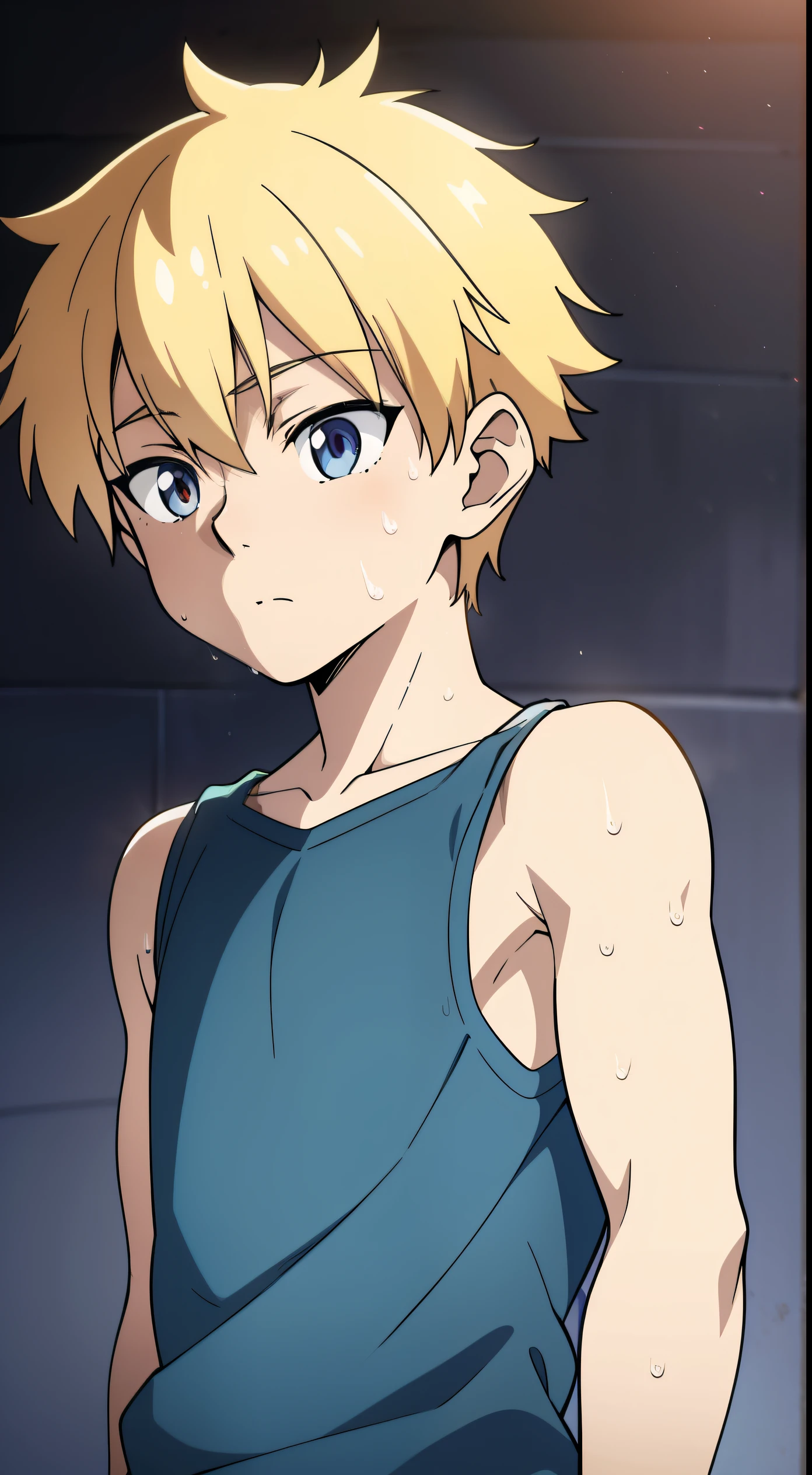 high-quality, 1boy, young boy, shota, cute face, sweat, Showing armpit, anime, detailed facial features, soft andattractive expression, relaxed posture, hazy background, natural lighting, vibrant colors, digital illustration, concept art, atmospheric, photorealistic, 8K, HDR, masterpiece, ultra-detailed