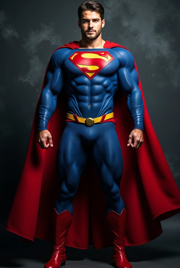 Henry Cavill, perfect face, ((detailed)), Superman, shirtless, muscular, pecs, buff, big muscles, sweat, glow, shine, dramatic shadows, defined physique, handsome face, square jaw, sexy face, sexy body, chest hair, ripped clothes, torn clothes, muscular legs,
