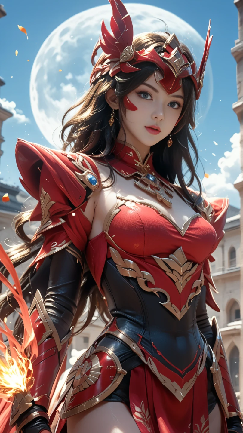 anime - style woman in armor holding a sword and a sword, extremely detailed artgerm, digital painting, lady in red armor, , rossdraws global illumination, succubus, demon girl, sumurai, red skin