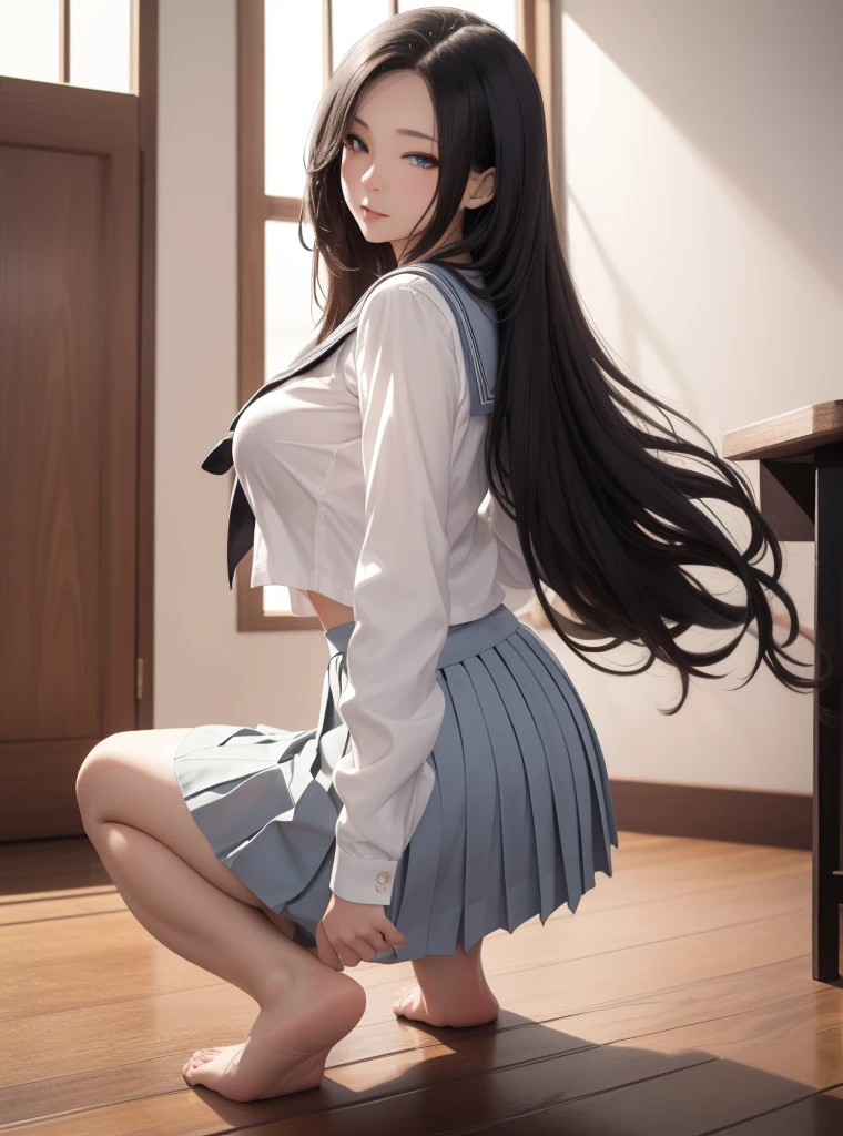 solo, stick out your buttocks with your legs wide open while standing, shot from below, beautiful woman, high image, super detail, high resolution