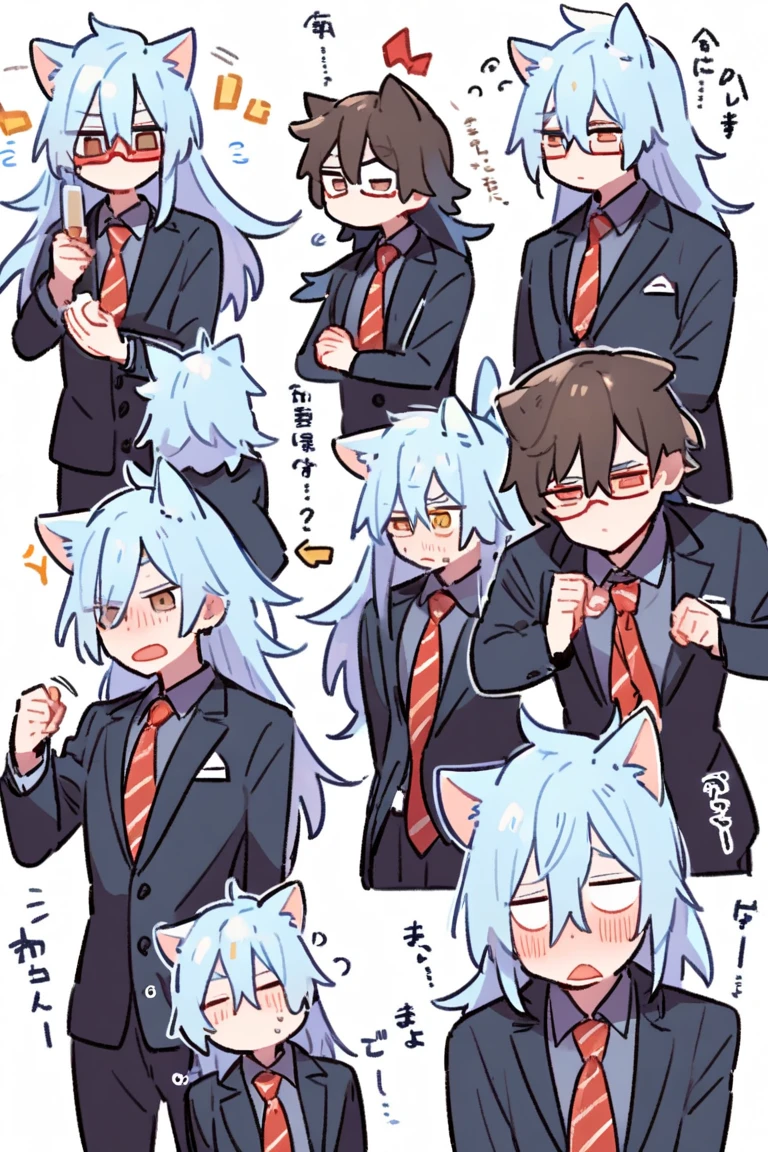 Black Skin、Dark skin、Tongue out、Blue Hair、Slanted Eyes、Yellow Eyes、Jagged teeth、classroom、Brat、uniform、horn、pants、pants濡れてる、Sweaty、