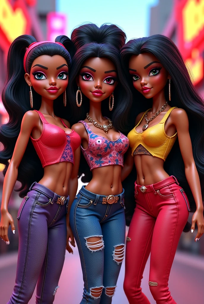 INSTAGRAM MODEL , with long black hair , with her friends , A very handsome and fair Arab guy , long black hair manbun, muscular with abs , Threaded long thick pink braids white girl , full body view, big boobs, (big boobs)
