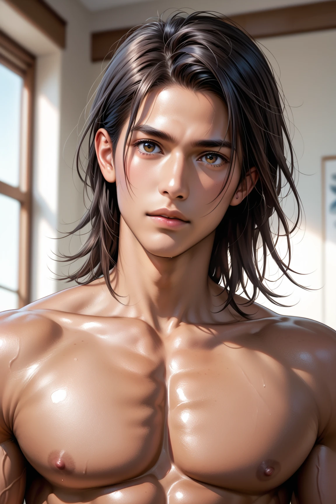 ((Realistic lighting、top-quality、8K、​masterpiece:1.3))、Clear Focus:1.2、1girl in、Perfect Body Beauty:1.4、Slim abs:1.1、((dark brown  hair))、(fullnude:1.4)、(outside of house、natta:1.1)、City Street、Superfine Face、Fine Eyes、二重まぶた