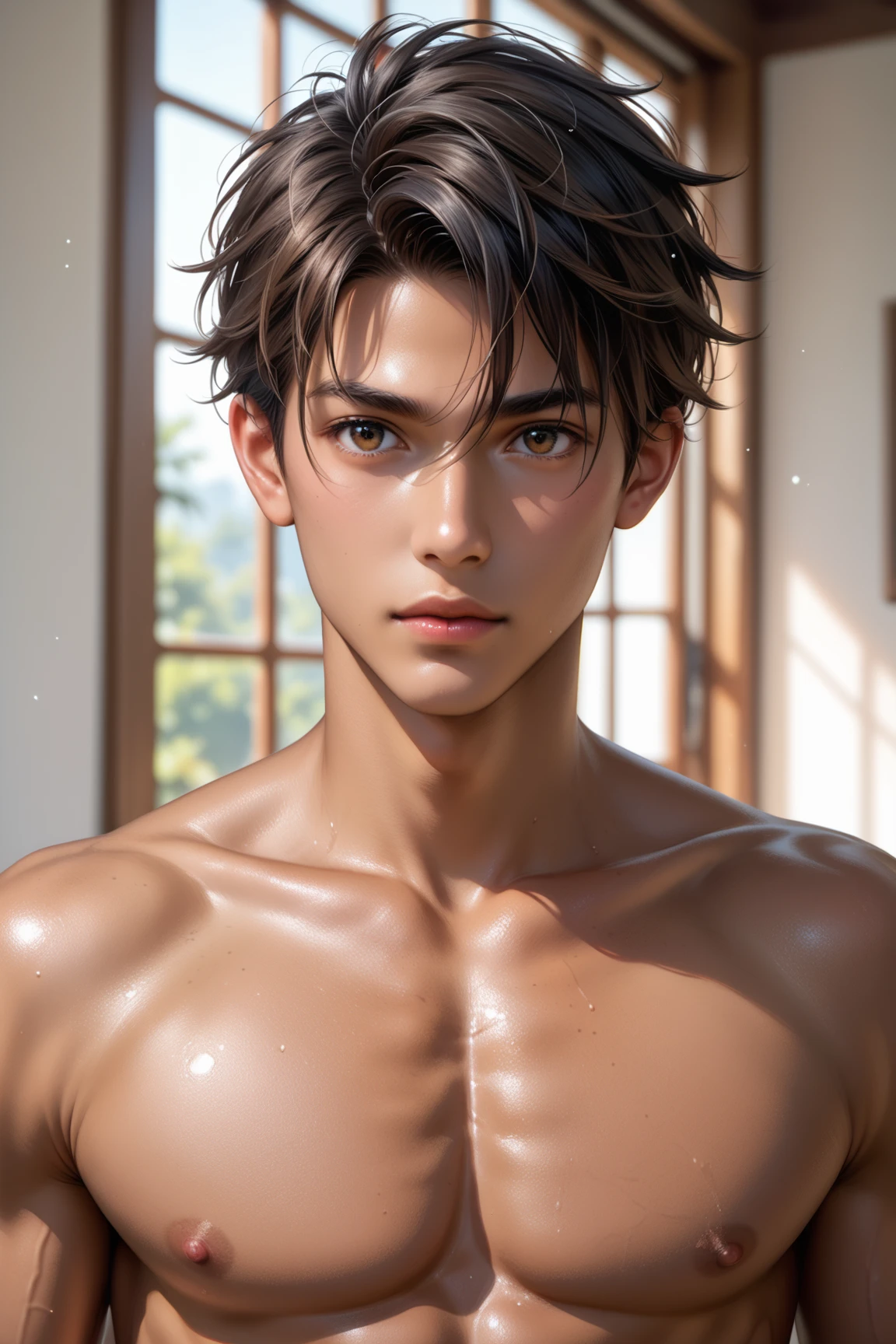 (masterpiece:1.3),(best quality:1.2),8k,absurdres,(extremely detailed:1.3),highestres,(1boy:1.2),portrait,shirt, short hair, very short hair,piercing