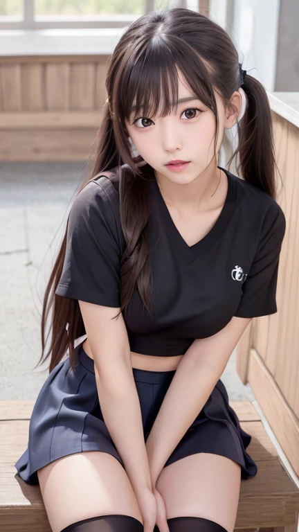 Anime teen in short skirt sitting and her pantie is visible verry verry verry verry verry detailed picture in scout pose