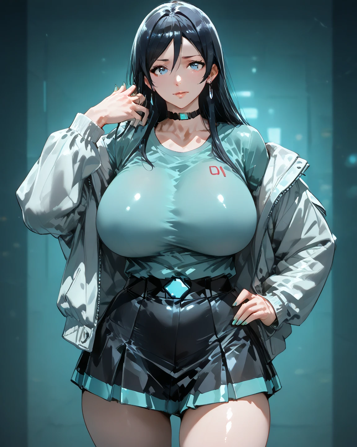 anime girl in a black outfit posing in a room, seductive anime girl, (sfw) safe for work, hinata hyuga, [ 4 k digital art ]!!, beautiful alluring anime woman, oppai cyberpunk, attractive anime girl, badass anime 8 k, anime style 4 k, detailed digital anime art, nico robin, extremely detailed artgerm, thicc