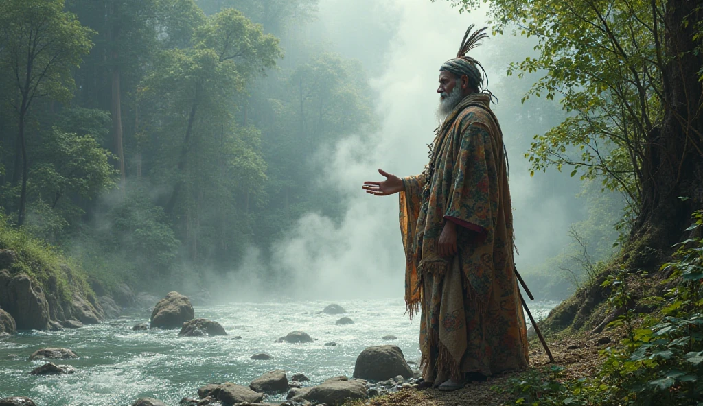 Colombian indigenous person venerating water