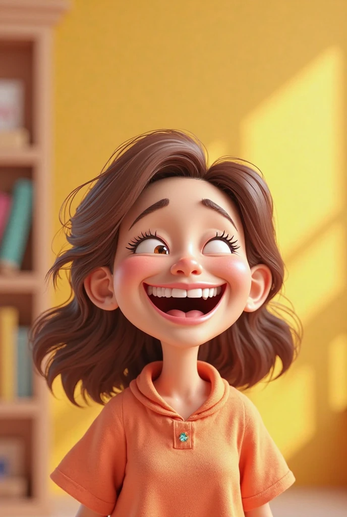 A 40 years aunt laughing .3d cartoon