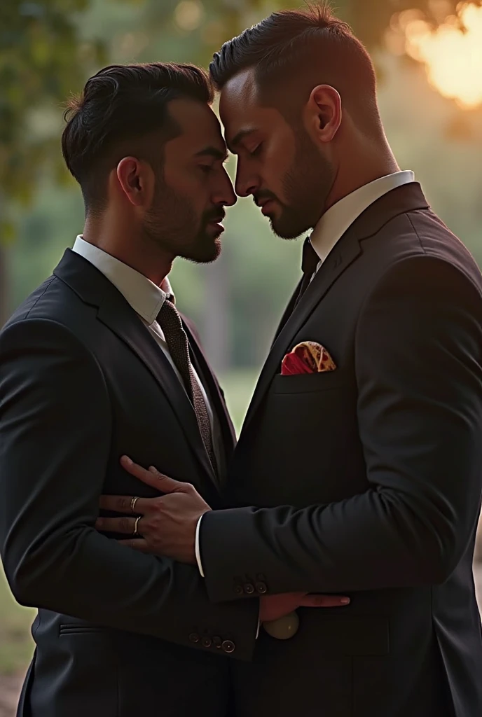 one jew man and one muslim man in a gay event kissing 