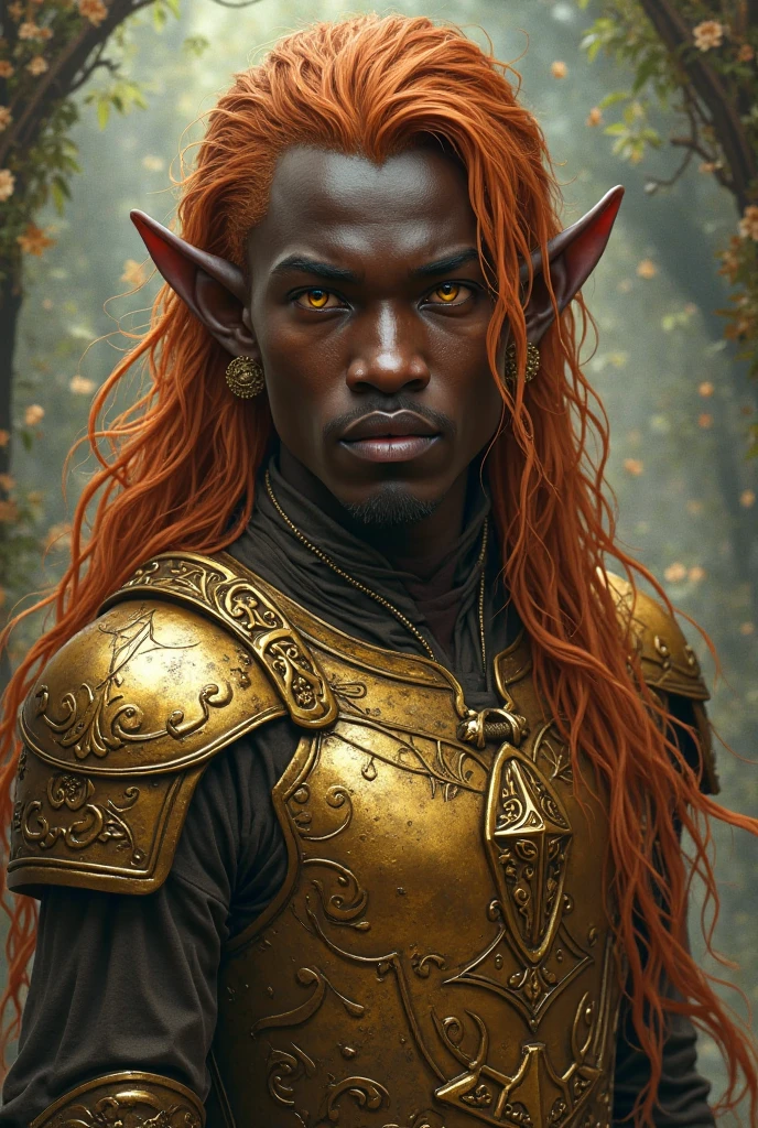 Fantasy, aftican american male elf, forward facing picture