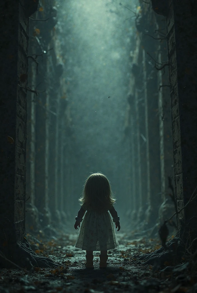 girl in a horror room