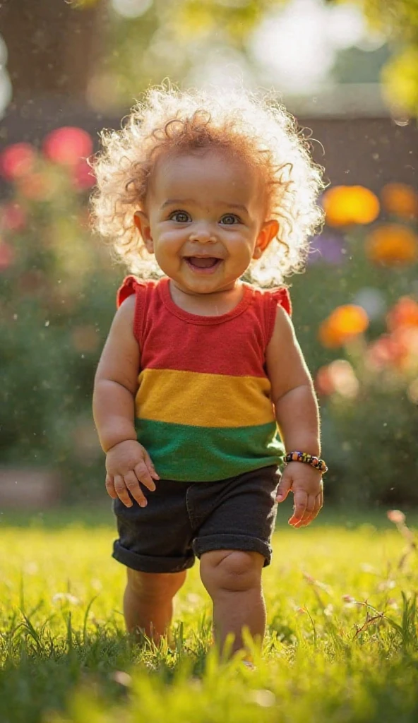 9 year old girl, blonde hair, wearing high-waisted spandex shorts, yellow crop top, bareshoulders, in a balcony, open mouth, tongue out, pink braces on teeth